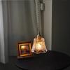 Oeny Walnut Wood & Carved Glass Pendant Light