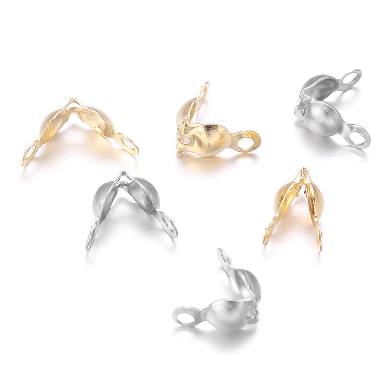 50pcs/lot Stainless Steel Connector Clasps Ball Chain End Crimp Beads Caps For Jewelry Making DIY Bracelet Necklace Accessories