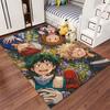Anime Characters On Floral Carpet Suitable As a Non-slip Mat for the Living Room or Bedroom Sofa