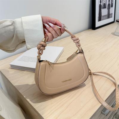 Solid Color Texture Simple Shoulder Messenger Bag Women's 2025 Spring New Versatile Ins Casual Bag Foreign Style Women's Bag