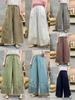 Ladies' Linen Embroidered Straight Trousers - Spring 2026 Collection, Elastic Waist, Versatile, Lightweight, Artistic Design