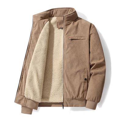 Winter Corduroy Cotton Coat Men's Stand Collar Large Size Loose Jacket Cotton Jacket Plus Velvet Coat Thickened Workwear Cotton Coat