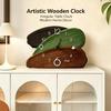 Vintage Wooden Table Clock, Antique Round Silent Desk & Wall Clock for Home Art Decor