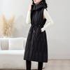 Large size rhombus vest women's winter waist season down cotton jacket medium length over the knee new European vest fat mm