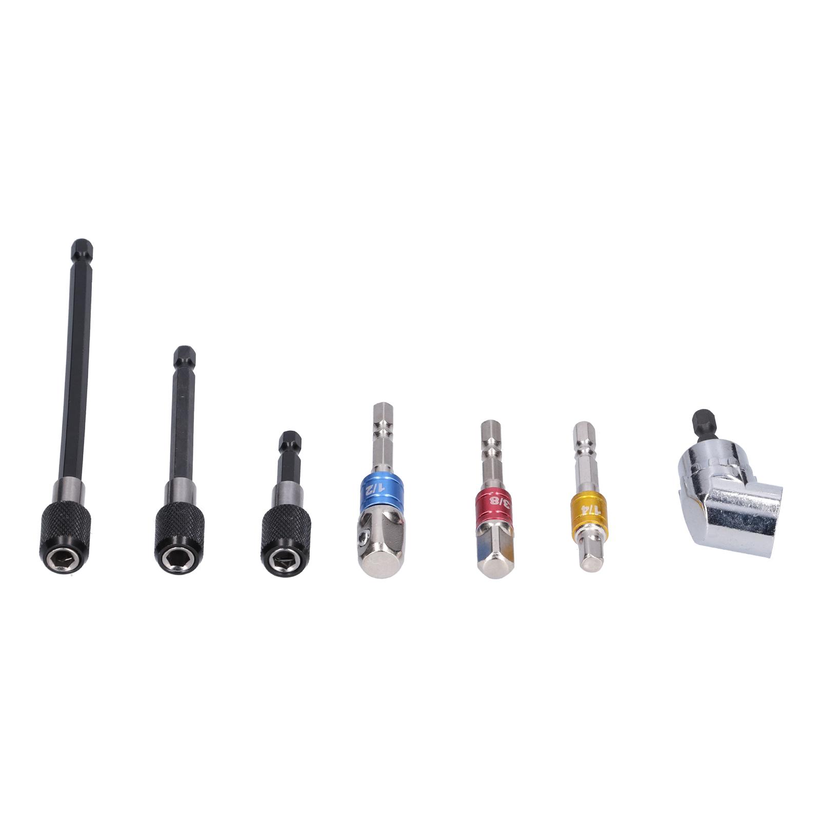 

Набор из 7 шт. Адаптер для торцевых головок Шестигранный хвостовик Металлический Цветной Держатель для бит-отверток Удлинительный набор
