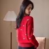 Women's Heathered Wool Heart Jacquard Knit Pullover - Autumn/Winter