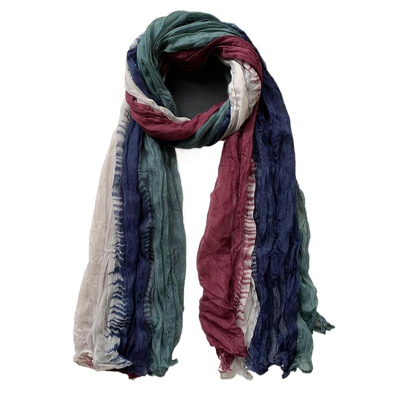 

Женский градиентный шарф с эффектом мятости - Легкий, мягкий, дышащий шарф - Длинная шаль, шарф в ретро этническом стиле, богемный шарф-шаль для пляжного курорта