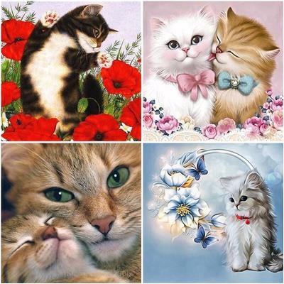 Fai da te gatto 5D pittura diamante trapano rotondo completo animale diamante ricamo punto croce arte della parete decorazioni per la casa regalo di Natale