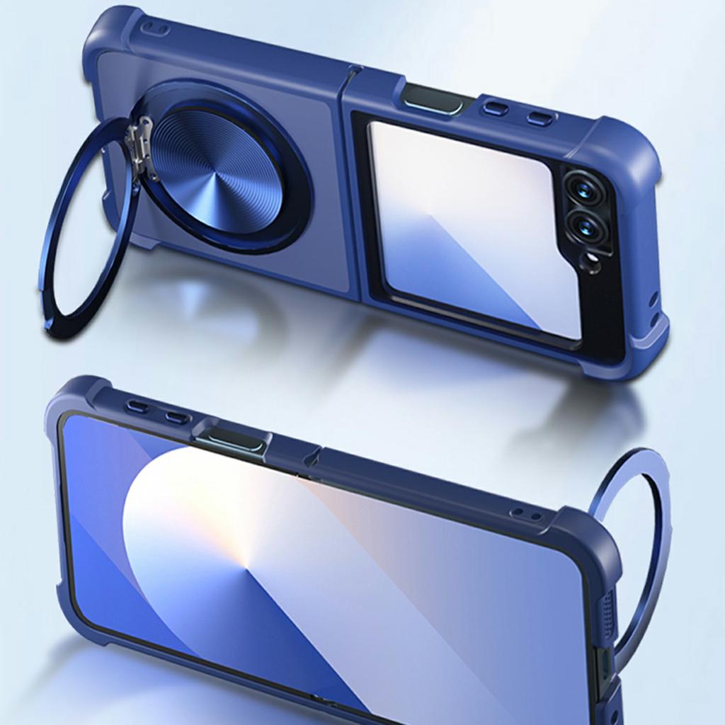 For Samsung Galaxy Z Flip7 FE 5G/Z Flip6 5G/Flip5 5G Magnetic Case CD Vein Kickstand Shockproof TPU + PC Phone Cover