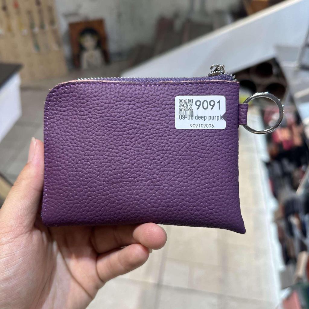 Genuine Leather Zipper Coin Purse & Card Holder with Key Ring