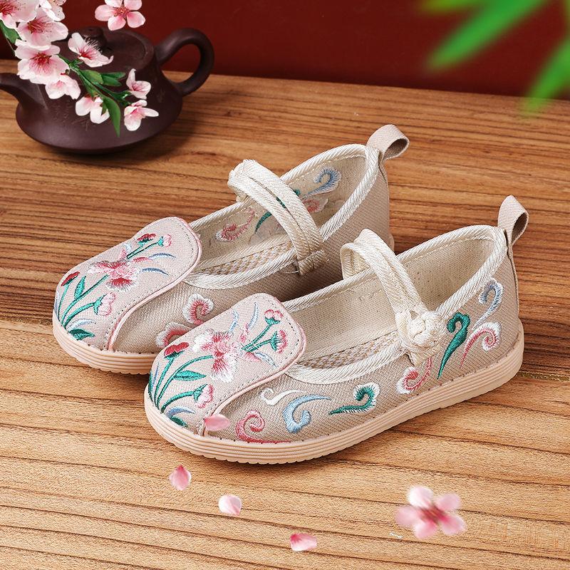 Children's Hanfu Shoes Cloth Shoes Handmade Baby Chinese Ancient Clothing Ancient Style Girls Embroidered Shoes Summer Spring and Autumn