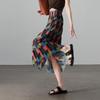 SOFSIL 2026 Summer Art Print Pleated Mid-Length Skirt