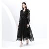 Women's V Neck Long Sleeve Maxi Dress Slim Fit High Waist Elegant Lace A Line Dress