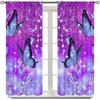 Dream Butterfly Curtain Purple Theme Window Curtain Spring Purple Half Curtain, Girls Room Personality Decorated Beautiful Purple Butterfly Curtain,
