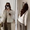 Womens Short Cotton Puffer Jacket 2026 Winter Loose Fit Round Neck Warm Coat Korean Style Casual Outerwear
