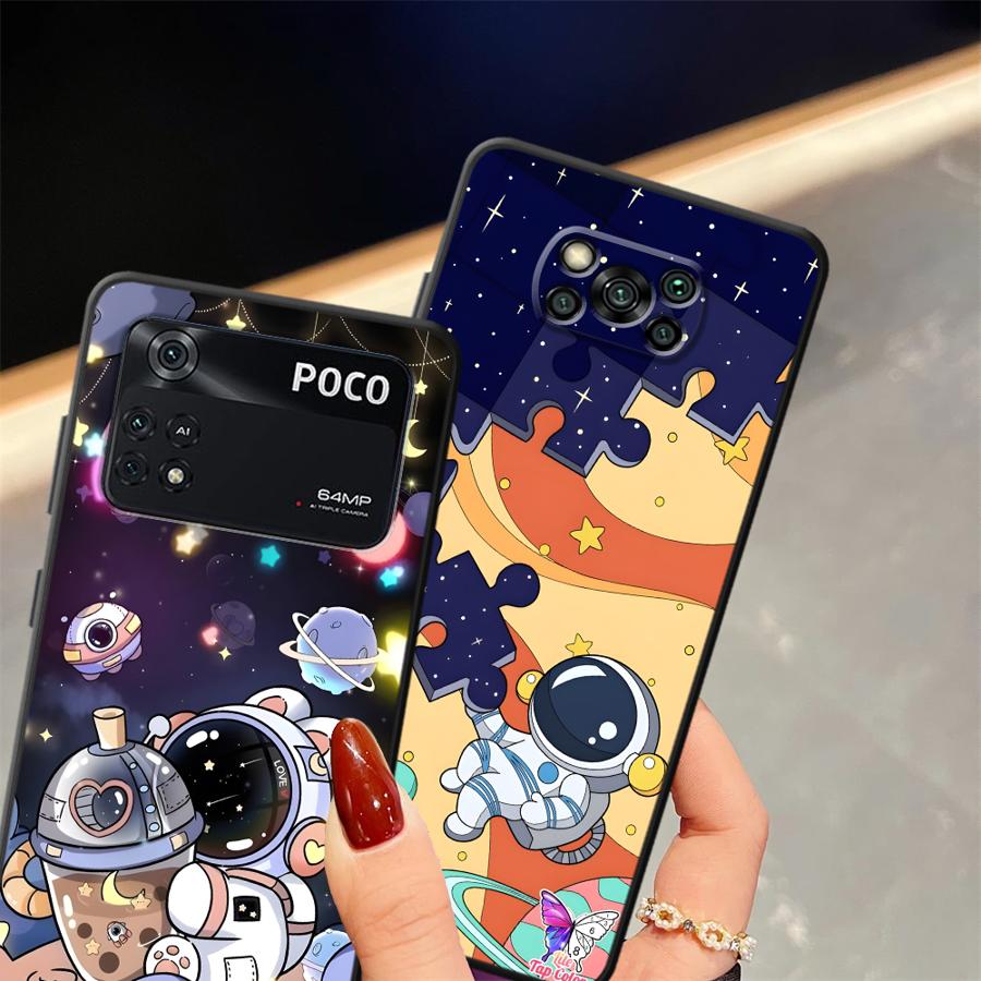 Cartoon Astronaut Hülle für Xiaomi Poco F8 X3 X4 X5 X7 Pro F3 C71 M5 F1 C50 M3 M4 M7 C75 C61 Funda Handyhülle