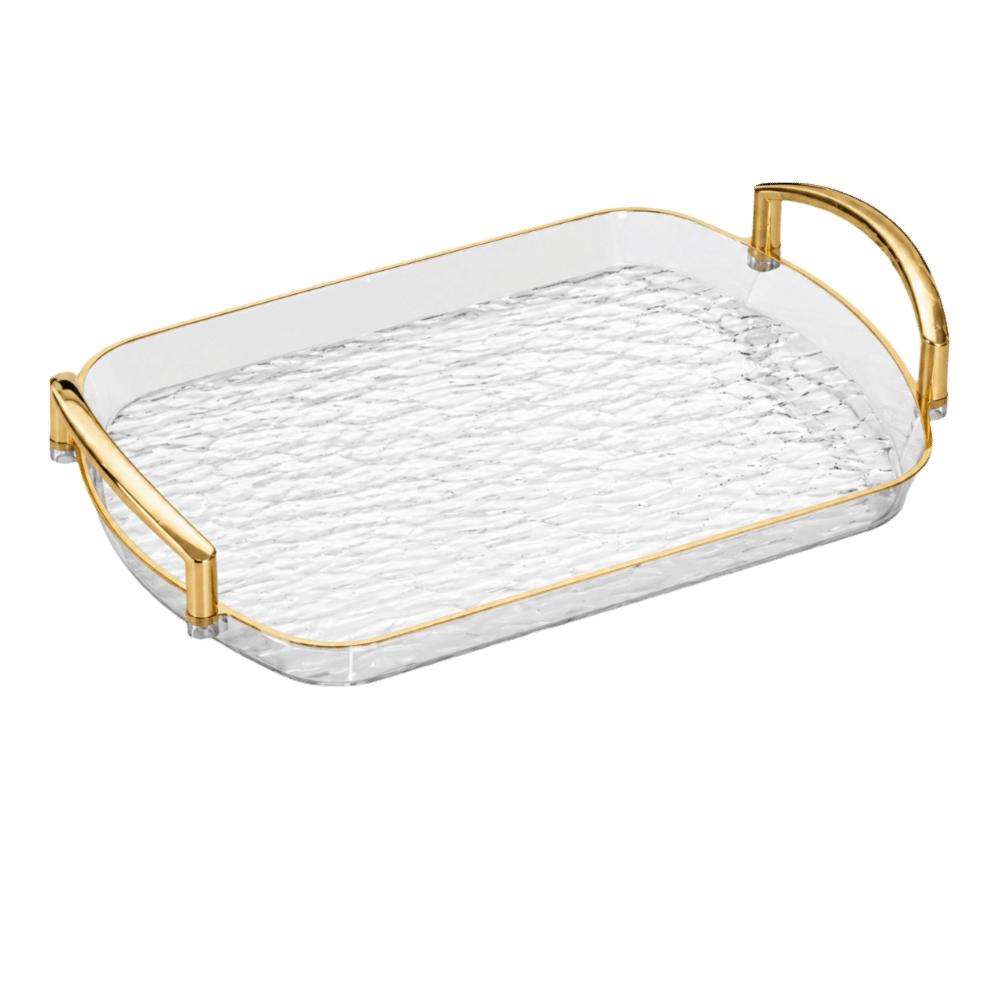 Transparent Clear Luxury Tray Rectangular Dining Tea Serving Platter Party Gathering