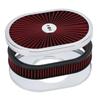 12"x2" Oval Air Cleaner Filter Assembly 5-1/8" Carb Neck W/ Flow-Thru Lid High Flow Chrome for GMC Chevy Ford Chryler Dodge