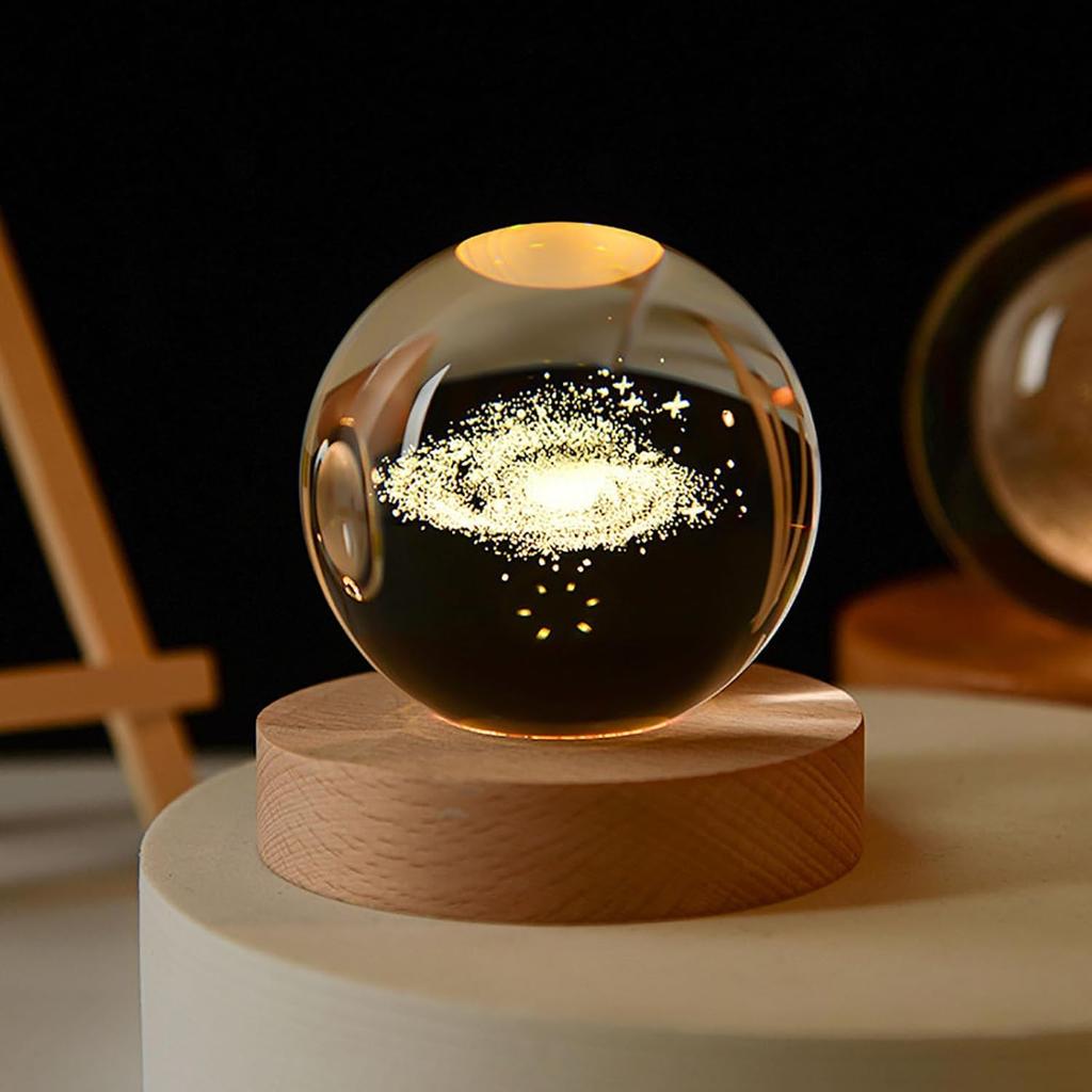 Happyhaves Calming Stellar Spheres - The Galaxy, Saturn and The Moon 3D Sphere Light and Lamp