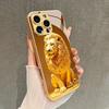 Fashion Golden Lion Design Glass Phone Case For iPhone17 16 Pro Max/16/15 Pro/14 Plus/13 Pro Max/12/11 Pro, Elegant Case