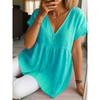 BITCED Moda Donna Casual Tinta Unita Stampa Manica Corta Scollo a V Camicette e Camicie Design Unico