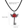 Hell Inn Cartoon Key Pendant & Winged Heart Avatar Necklace Set