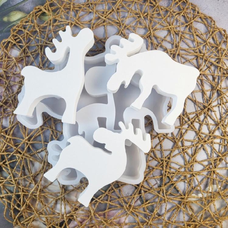 3-in-1 Elk Resin Molds Plaster Silicone Molds for Epoxy Resin, Candle Soap Making, Fondant Chocolate Silicone Molds