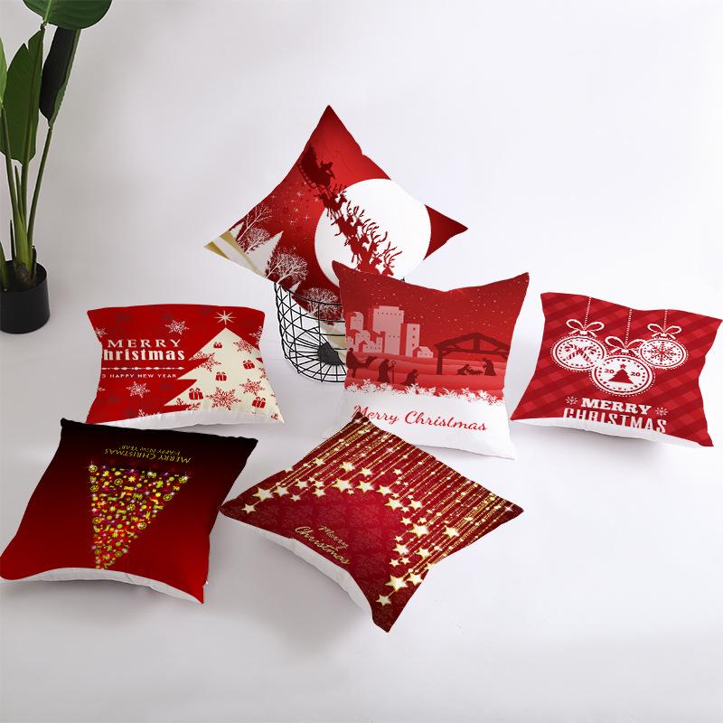 Red Series Christmas Peach Velvet Cushion Cover New Sofa Cushion Cover Square Cushion Cover