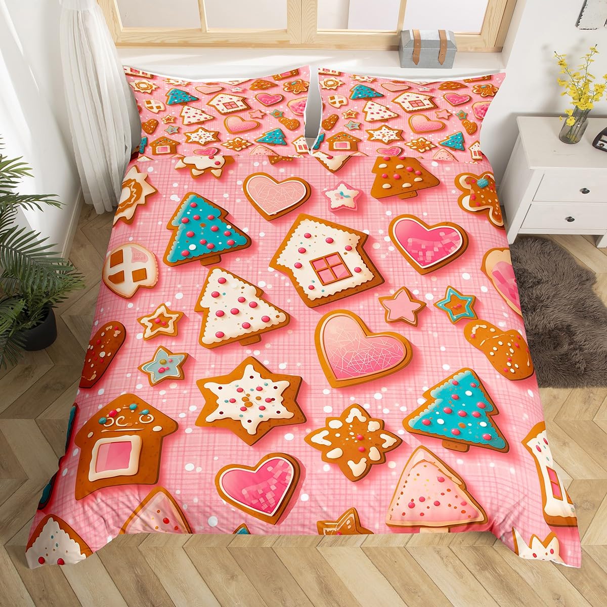 

Merry Christmas Bedding Set Twin King Size Cartoon Car Duvet Cover For Kids Adult Cute Snowman Comforter Cover With 2 Pillowcase EU Single(135x200cm)