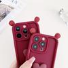 Burgundy Three-dimensional Ear Love Applies To iPhone17Promax Mobile Phone Case Apple 16/15 Cute 14/13