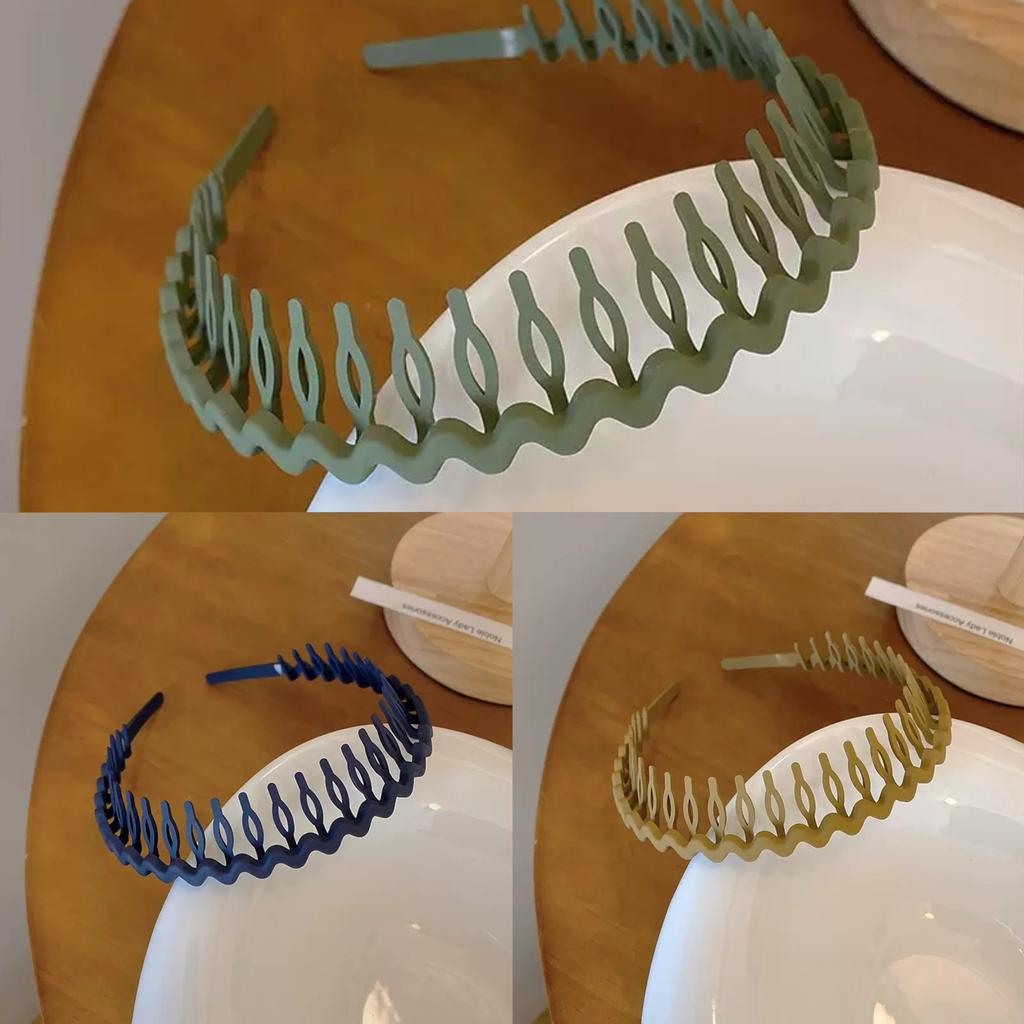 3Pcs Fashion Wave Headbands for Women Solid Color Toothed Non-slip Hair Bands Girl Face Wash Sports Hairbands Hair Accessories