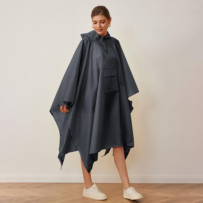 Adult cape raincoat men's and women's light and breathable waterproof zipper outdoor hiking universal poncho portable
