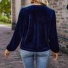V Neck Vintage Lantern Sleeve Blouse Casual Loose Pullover Top Womens Long Sleeve Shirt Solid Color Spring Autumn