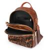 Vintage Rucksack mit Leopardenmuster Weiches Leder Damen Rucksack mit großer Kapazität