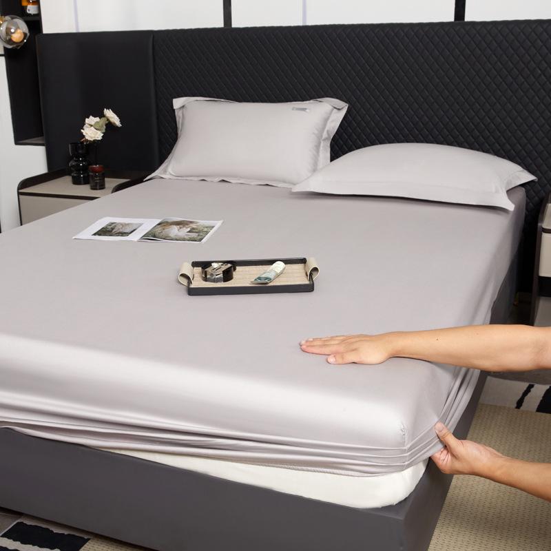 Cotton Pure Cotton Mattress Single Piece Solid Color Satin Long Staple Cotton Non-Slip Mattress Cover Household Mattress Protective Cover Bedding 120X200cm-single bed hat