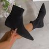 Pointed Short Boots Women's Autumn and Winter 2025 New Boots Fleece Women's Boots Niche Thin Boots Design Inner Height Heel Boots
