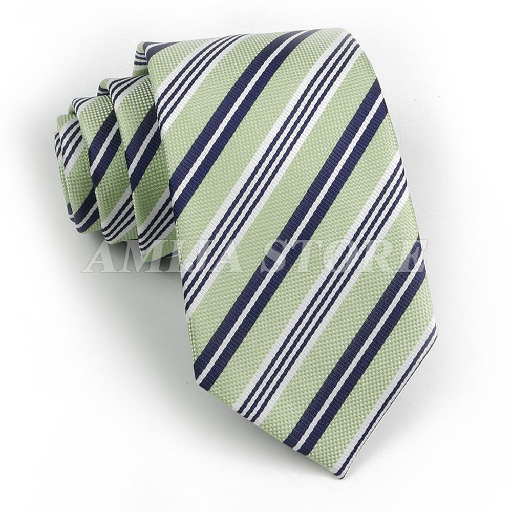 Men's Fashion Tie 7.5cm Tie Sage Green Orange Stripes Ties Business Meeting Suit Wedding Party Office Tie Men's Gift  Accessorie