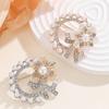 French Elegant Crystal Pearl Brooch Fashion Clothes Corsage Accessory For Women