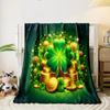 Lucky Clover and Gold Coins Design Print Blanket Soft and Cozy Perfect for the Living Room Bed Sofa or a Nap,gift