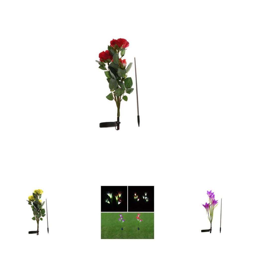 Versatile Solar Power Lily Rose Garden Stake Lamp Enhancing Landscape With Timeless Charm