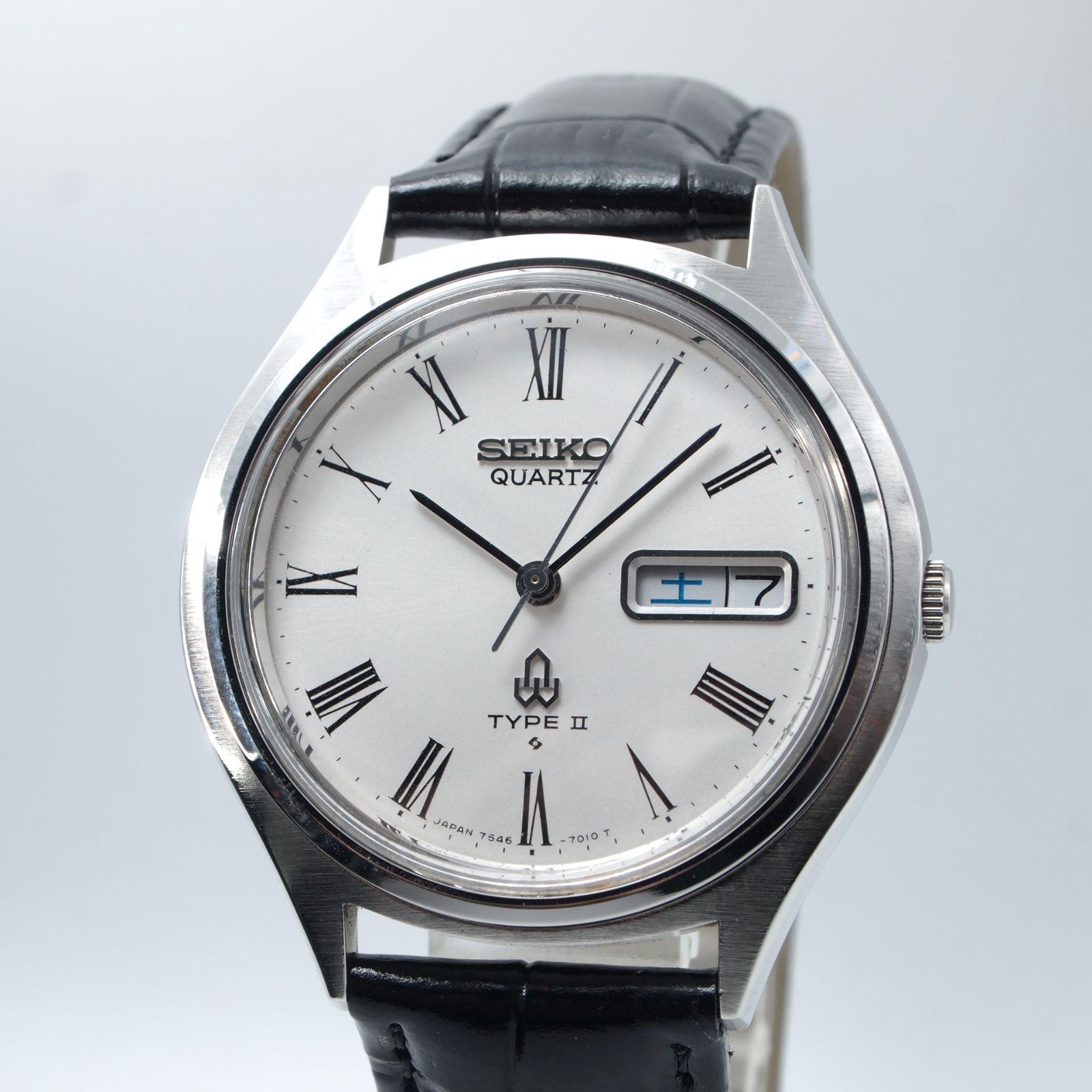 Б/у Отремонтированный SEIKO Type 2 Римский Sunburst 7546 Винтажные Кварцевые