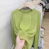 Women's Summer Ice Silk Long-Sleeve T-Shirt: Thin, Loose, Round Neck, Niche Sunscreen & Trendy Air Conditioning Top.