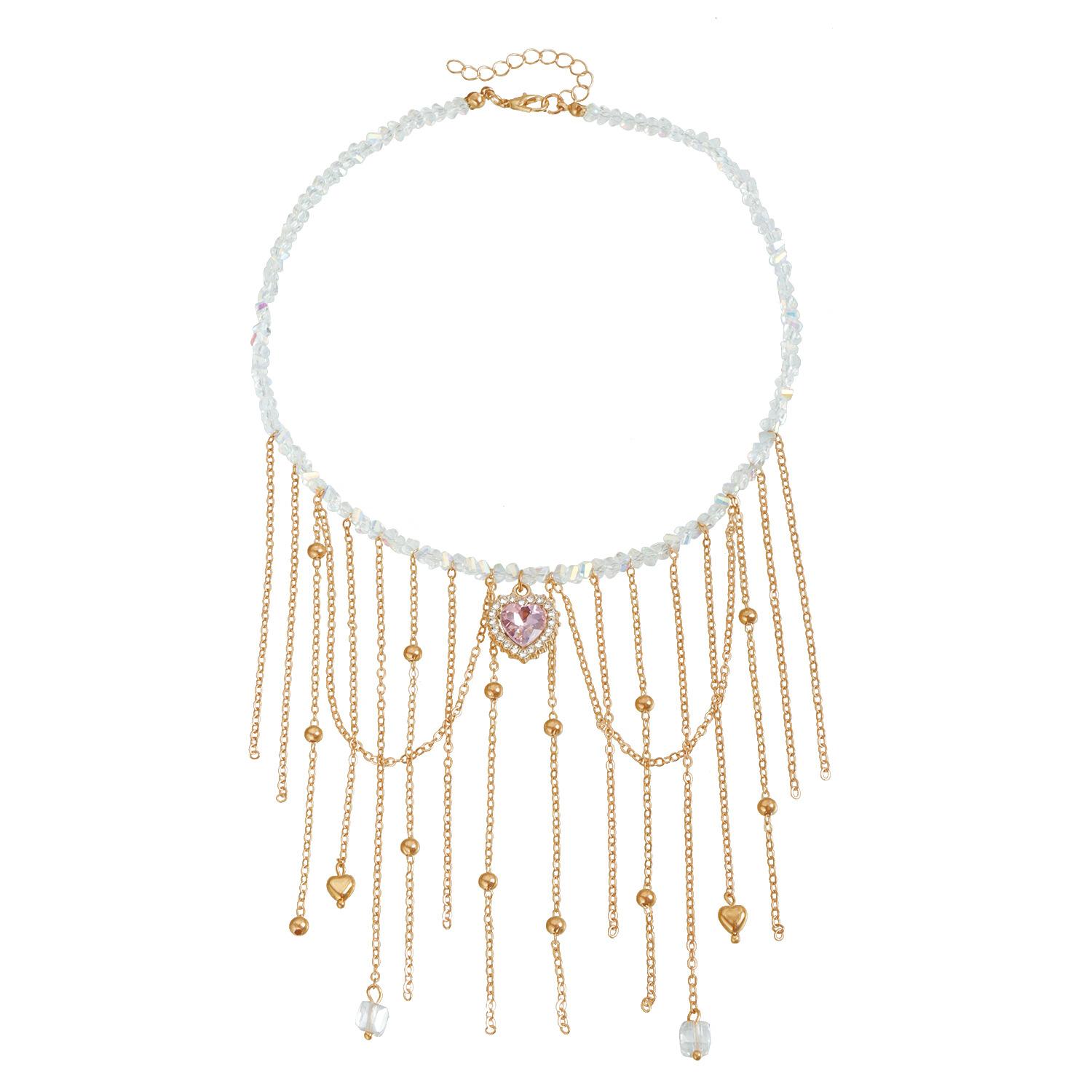 

European and American jewelry romantic pink gentle girl ins wind love necklace fringe winding colorful necklace золотой
