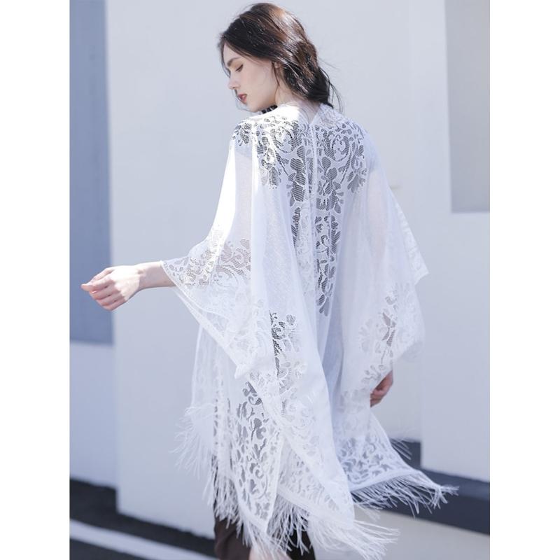Women's Shawl Wrap for Weddings and Parties Comfortable Fringed Shawl Wearable Wrap for Travel Beach Parties