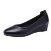 Spring/Summer Low Heel Work Shoes for Middle-Aged & Elderly Women - Soft Sole, Professional Leather Shoes for Hotel & Flight Attendant Use.