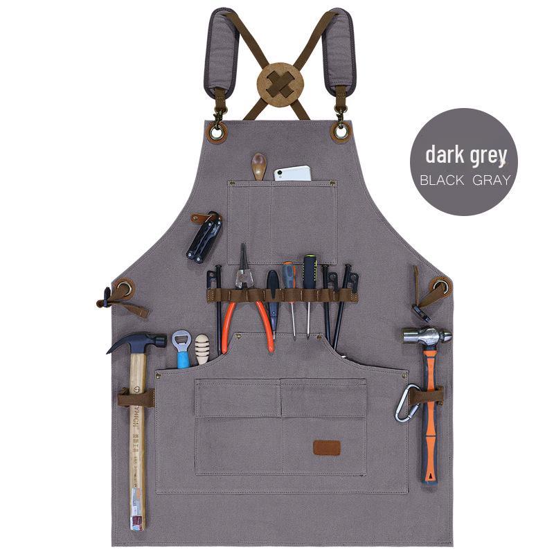 Verschleißfeste Canvas-Küchenschürze mit mehreren Taschen und individuellem Logo