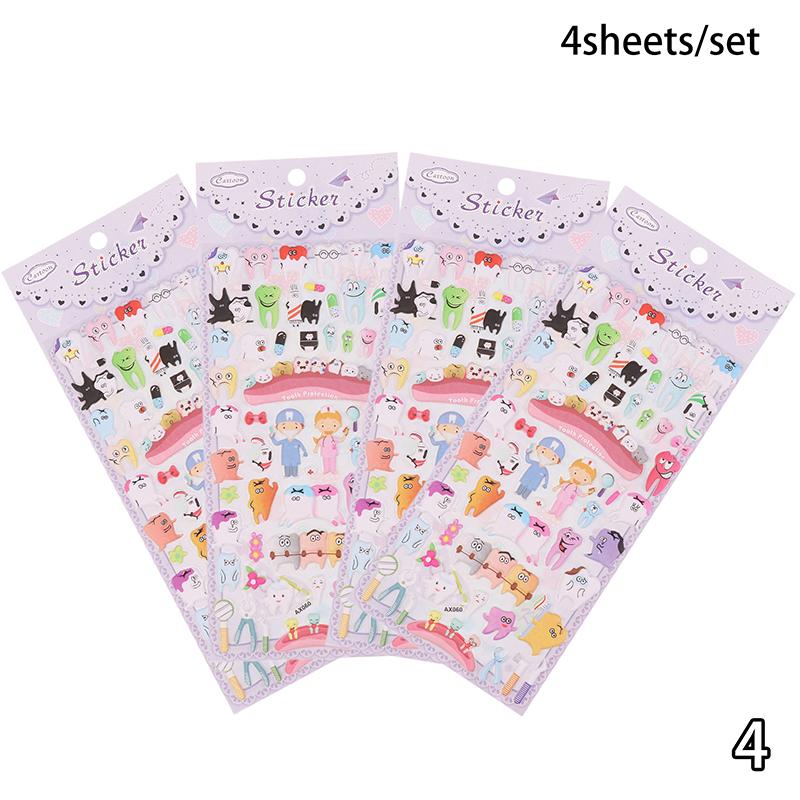 4 шт. Форма корінного зуба Милі стоматологічні наклейки у формі зуба Мультяшні зуби для стоматолога Стоматологічної клініки Дитячий Подарунок Дитячий Декор для стоматології