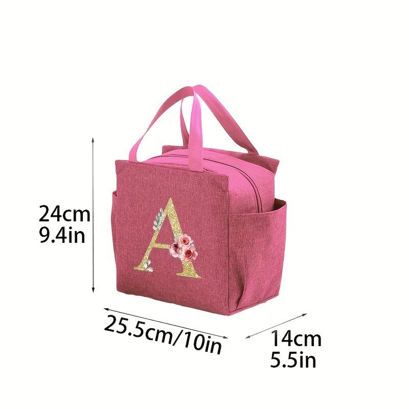 A~N Letter Printed Nylon Lunch Bag With Zipper Water-Proof Insulation Bag Ice Bag Suitable For Men and Women's Work Picnic Travel Practical Use