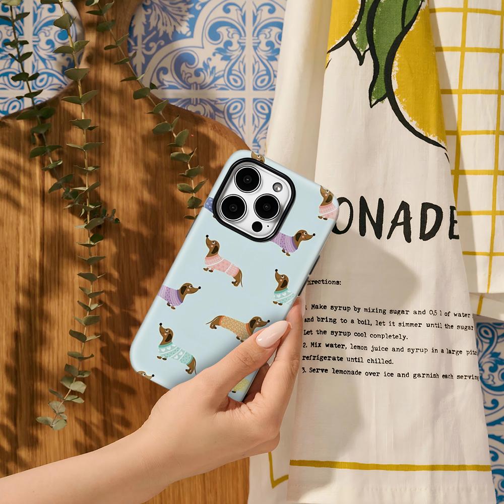 Sweater Dachshund Phone Case for IPhone 17AIR 16E 16 15 14 13 12 11 17 Pro Max Plus Double-layer Back Cover