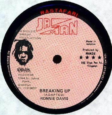 12inch Record RONNIE DAVIS - Breaking Up None Ja-Man Records 1978 Jamaica Reggae, Ska & Dub Used